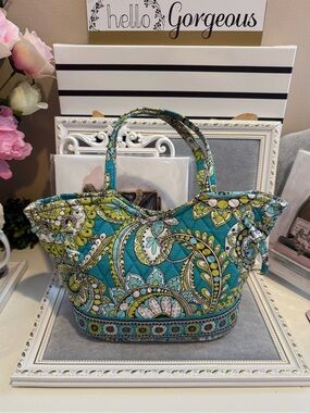 Vera Bradley Quilted Green Paisley Small Tote Bag